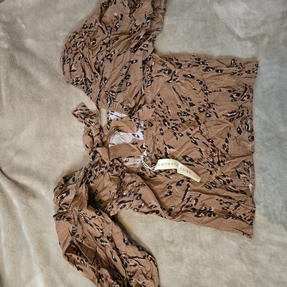 Saltwater Luxe Brown Leopard Print Women's Top